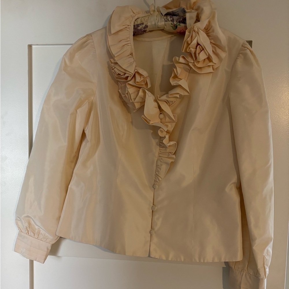 Rickie freeman Terri Jon Evening Ruffled Organza Top